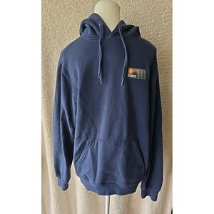 VANS Trailmix‎ Hoodie Pullover Navy Blue Men's Small Trees Mountain Moon Outdoor